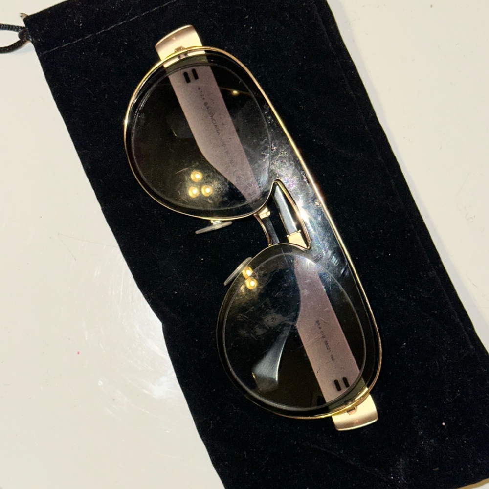 BALENCIAGA BA 401B floating lens Sunglasses Matte gold frame - Picture 3 of 16